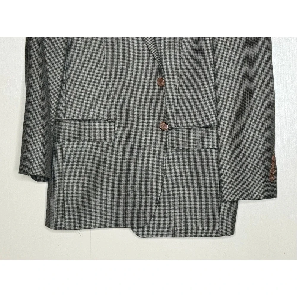 Silk Wool Ralph Lauren Houndstooth‎ Blazer Sport Coat 42R